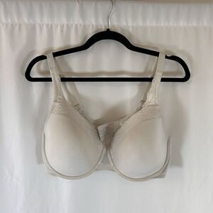 Olga Warners Bra Women's 38D White Floral Lace Hook Eye GF-7961-A Adjustable